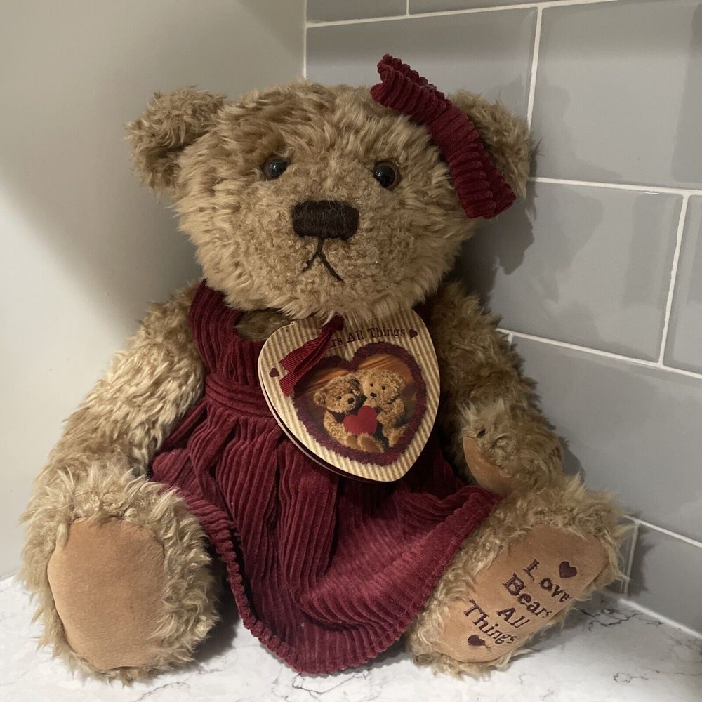 VTG Love Bears All Things 1996 Plush Teddy Bear Book Zondervan Corduroy Dress